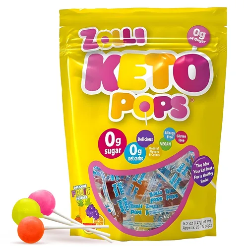 Miniatura 23 de Zollipops Caramelo y manzana verde, 10.4 onzas, sin azúcar, sin alergias, vegano, apto para dieta cetogénica y diabética, caramelo de dientes limpios