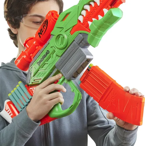Miniatura 5 de Nerf DinoSquad Rex-Rampage - Lanzador de dardos motorizado, clip de 10 dardos, 20 dardos oficiales, almacenamiento de 10 dardos, diseño