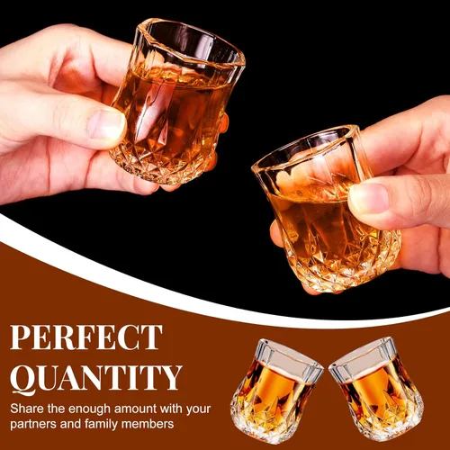 Miniatura 4 de Meanplan Juego de mini vasos de chupito de 1.7 onzas, vasos de degustación, base pesada, taza de chupito transparente, lindas tazas de vino Cordial