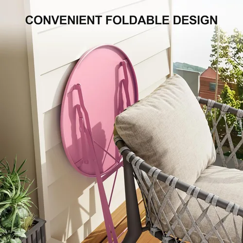Miniatura 4 de GarveeLife Juego de Bistró Plegable de 3 Piezas, Juego de Muebles de Patio Plegables con Marco Premium, Mesa de Bistró para Exteriores y Juego de 2