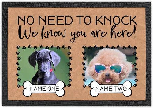 Tapete personalizado para puerta de perro con foto y nombre, tapete de bienvenida personalizado, tapete para puerta delantera, no es necesario