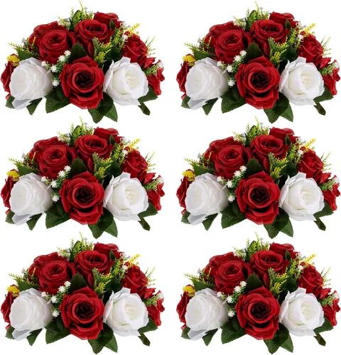 Miniatura 24 de Sziqiqi - 2 flores artificiales, flores de seda, 15 tallos para centros de mesa de flores o arreglos colgantes. Blanco puro