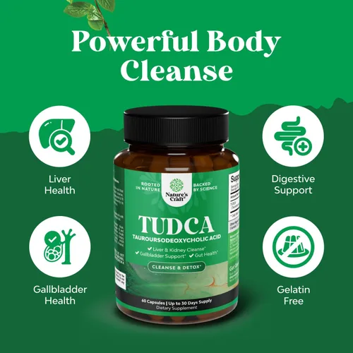 Miniatura 2 de Suplemento TUDCA de sal biliar avanzada - Extra Strength TUDCA 500mg por porción Sales biliares para riñón y soporte hepático de alta pureza Tauro
