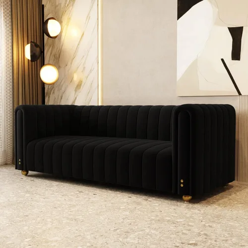 Miniatura 6 de Sofá de terciopelo de 81 pulgadas, sofá moderno de mediados de siglo para 3 personas, sofás de terciopelo copetudos para sala de estar, apartamento