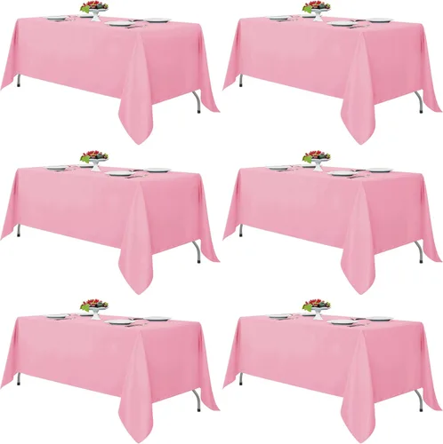 Miniatura 50 de Fitable - Paquete de 6 manteles redondos blancos - 120 pulgadas de diámetro - Manteles resistentes a las manchas y lavables, manteles de poliéster