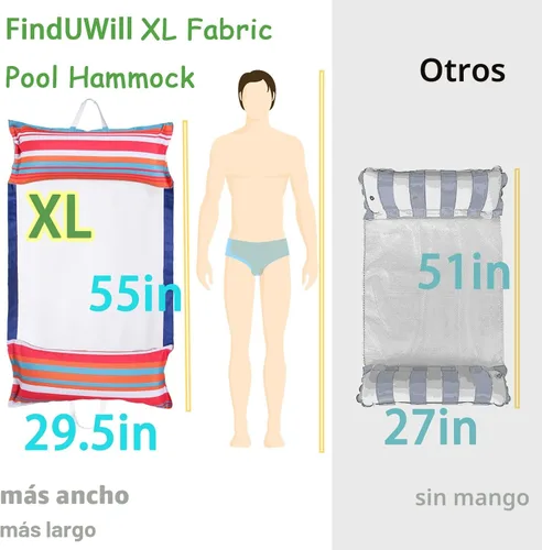 Miniatura 4 de FindUWill Flotadores de hamaca para piscina, XL, paquete de 2 flotadores inflables 4 en 1 (silla, silla de descanso, flotador), tumbona para adultos