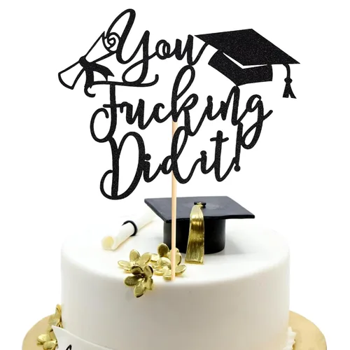 Miniatura 7 de Arthsdite 1 Pieza Decoración para Pastel de Graduación con Purpurina Dorada "So Proud of You" - 2025 Graduado Felicitaciones Senior Decoración