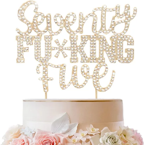 Miniatura 93 de LINGTEER Veintiún divertidos adornos dorados para tartas con diamantes de imitación – Saludos a los 21 años de edad, decoración de centros de mesa
