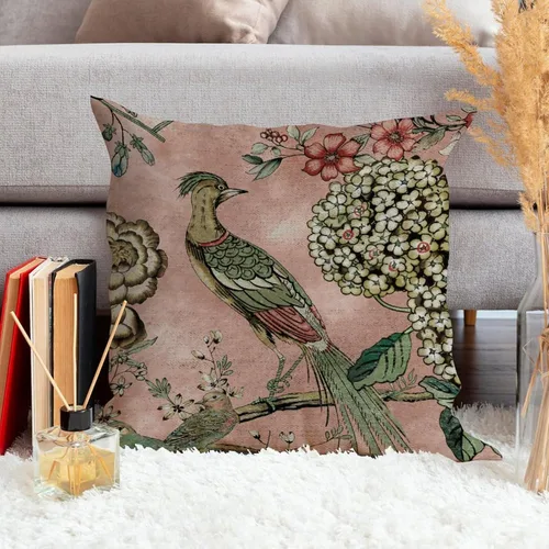 Miniatura 4 de ArogGeld Fundas de almohada de granja de camelia y pavo real, color rosa, rubor, chinoiserie, pájaro, blanco, lino, funda de cojín chinoiserie
