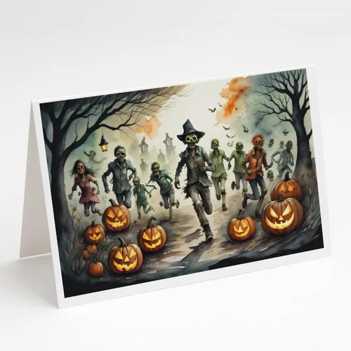 Miniatura 53 de Caroline's Treasures DAC2223GCA7P - Tarjetas de felicitación y sobres de Halloween espeluznantes de gato negro, paquete de 8 tarjetas en blanco