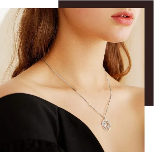 Miniatura 3 de ChicSilver Collar de moneda de plata de ley, collar con colgante de moneda para mujer (con caja de regalo)