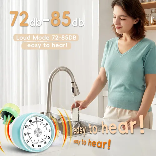Miniatura 4 de Temporizadores de cocina para cocinar, temporizador visual de 0 a 60 minutos para niños, temporizador magnético de cocción manual con alarma fuerte