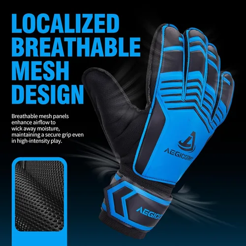 Miniatura 4 de Guantes de portero con protección para los dedos, guantes de fútbol transpirables con agarre adicional, unisex, para jóvenes y adultos, negro/verde