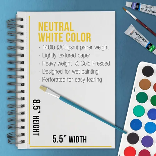 Miniatura 3 de U.S. Art Supply Bloc de papel de acuarela pesado de alta calidad de 5.5 x 8.5 pulgadas, paquete de 3 (30 hojas cada uno), 140 libras (10.58 oz/m²)