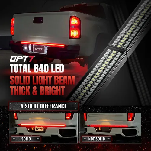 Miniatura 7 de OPT7 48" Barra de luz LED Redline Parlux de triple fila para puerta trasera con señal de giro secuencial roja - Tira de luz de marco de aluminio