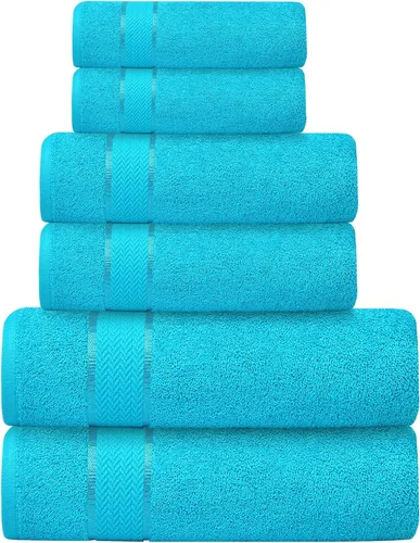 Juego de toallas de baño - 100% algodón - 2 toallas de baño, 2 toallas de mano y 2 toallitas - Grandes, gruesas, esponjosas, absorbentes, secado