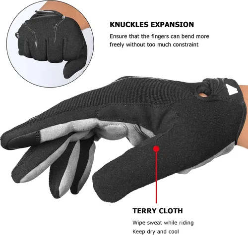 Miniatura 3 de WESTWOOD FOX Guantes de ciclismo para hombre, guantes de BMX de dedo completo y bicicleta de montaña con pantalla táctil, MTB, agarres
