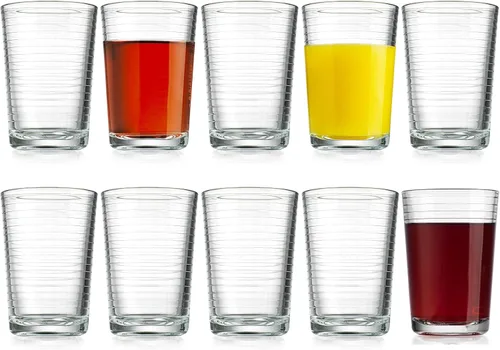 Miniatura 4 de Glaver's Vasos de jugo de 7 oz. Juego de 10 vasos de vidrio – Vasos de agua para bebidas para el hogar y bar, agua, cócteles, té helado. Apto