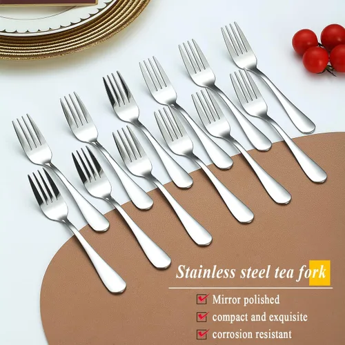 Miniatura 3 de Evanda - Juego de 24 tenedores de postre, 5.62", tenedor de repostería de acero inoxidable, tenedor de aperitivo para fruta, pastel, queso, viajes