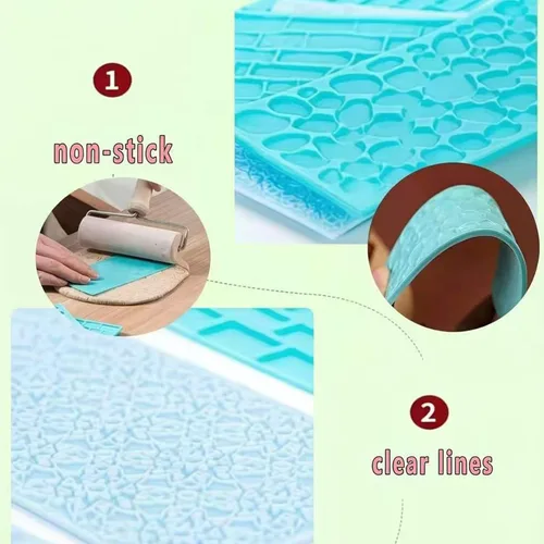 Miniatura 3 de Juego de 6 alfombrillas de impresión de fondant, juego de moldes para decoración de tartas, corteza de árbol en relieve, diseño de textura