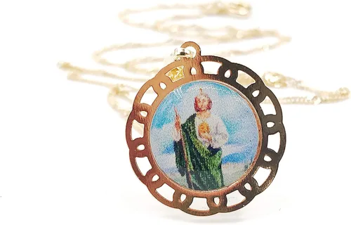 SIFRIMANIA Medalla Religiosa Católica Chapada en Oro con Cadena Espiral para Niños y Mujeres