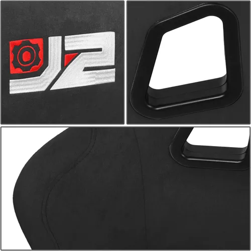 Miniatura 3 de J2 Engineering Par de asientos de cubo de carreras con respaldo reclinable de costura universal con arneses de 4, 5 y 6 puntos, 34" alto x 23" ancho