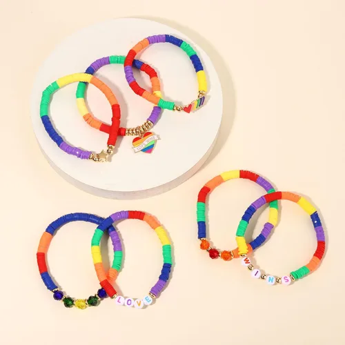 Miniatura 253 de Surfer Heishi - Pulseras apilables para mujer, apilables, de vinilo arcoíris, disco de arcilla, pulseras elásticas para la amistad, joyería bohemia