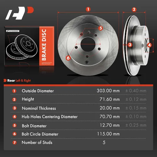 Miniatura 5 de A-Premium Rotores de freno de disco ventilados traseros de 13.58 pulgadas (13.583 in) compatibles con modelos seleccionados Chevy, Pontiac, Saturn