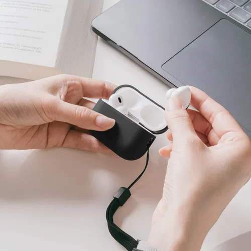 Miniatura 3 de elago Funda compatible con AirPods Pro 2 (2022), funda de silicona con cordón compatible con Apple AirPods Pro de 2ª generación, LED frontal Negro
