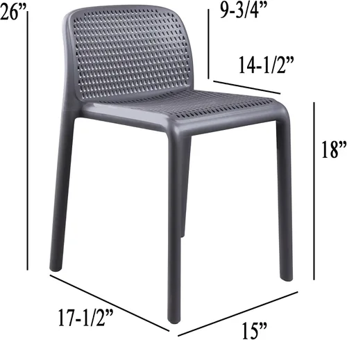 Miniatura 2 de CozyBlock Punch - Silla de comedor apilable perforada para interior y exterior, juego de 2 unidades (gris oscuro)