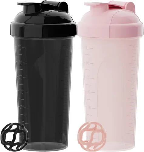 Miniatura 13 de Botella agitadora - 650ml/23oz, duradera y a prueba de fugas, perfecta para batidos de proteínas súper cremosos para el fitness - Rosa