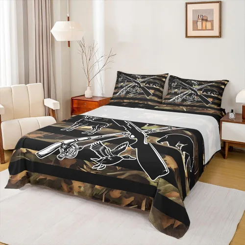Miniatura 29 de Rustic Lodge - Juego de sábanas tamaño individual con diseño de oso y alce, diseño de retazos, color rojo y negro, a cuadros, ropa de cama de Multi