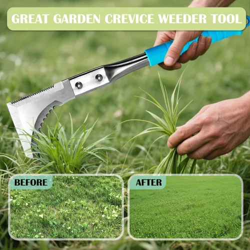 Miniatura 6 de Kosoyo - Herramienta de deshierbe de grietas de acero inoxidable, herramienta de jardinería manual de onda de diente de sierra, 11.42 pulgadas