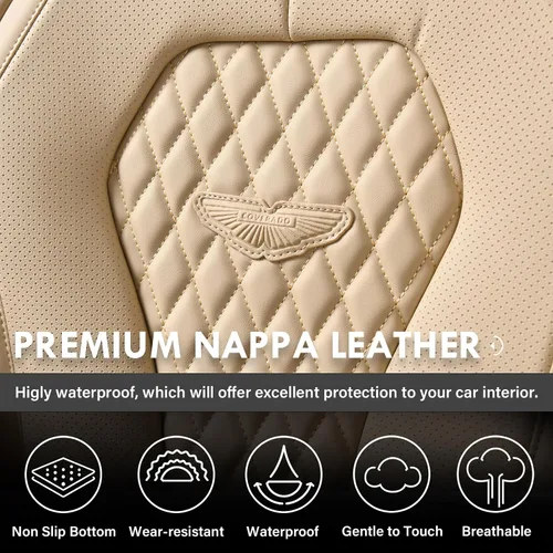 Miniatura 8 de Coverado Fundas de asiento de automóvil, juego completo de fundas de asiento de automóvil, funda de asiento de coche beige, cojín de asiento