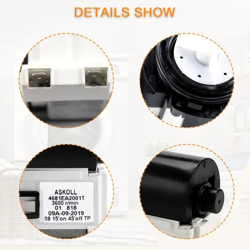 Miniatura 6 de Motor de bomba de drenaje de lavadora 4681EA2001T WM8000HVA WM8100HVA WM2077CW WM3260 WM3370HWA OEM para lavadoras LG y Kenmore WM3170CW WM2101HW