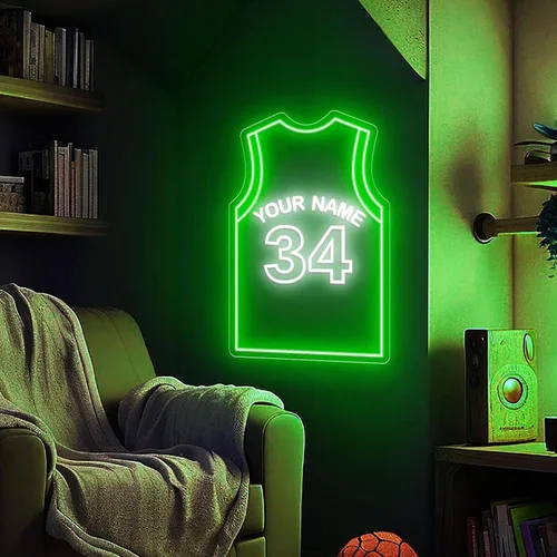 Miniatura 2 de Letreros de neón de jersey de baloncesto personalizables, letrero de neón LED personalizable para decoración de pared, luces de neón LED