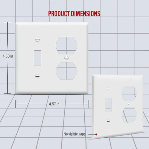 Miniatura 2 de Enerlites placas para combinación de apagador de pared, tamaño estándar, de policarbonato irrompible, color blanco, Blanco, 1