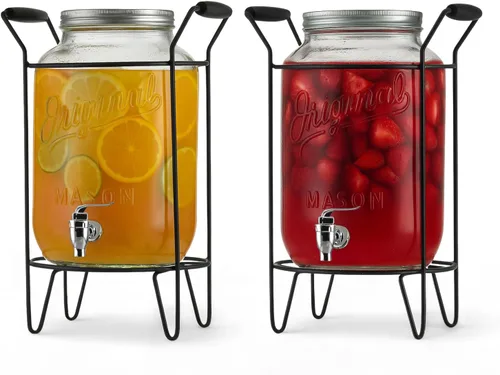 Miniatura 8 de Dispensador de bebidas de vidrio de 1 galón con espita – Dispensador de bebidas con bandera estadounidense del 250 aniversario, a prueba de fugas
