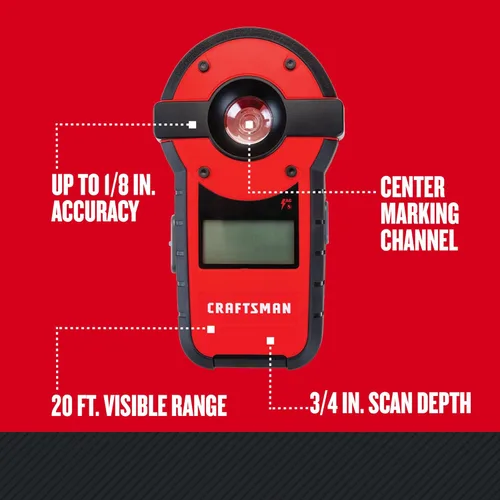 Miniatura 3 de CRAFTSMAN Sensor láser de nivel y perno, rango de visibilidad de 20 pies (CMHT77636), rojo