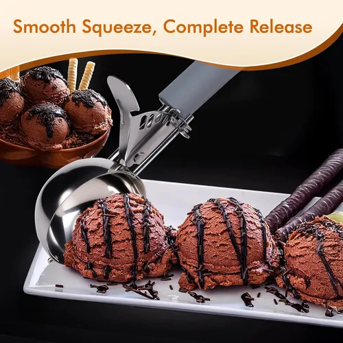 Miniatura 6 de Fayomir Cuchara de 4 OZ, Disher #8, Cuchara Grande para Helado con Gatillo, Cuchara para Muffins, Cucharas Grandes para Galletas para Hornear, Mango