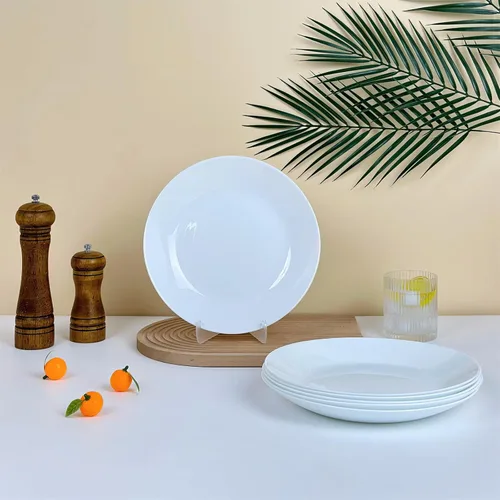 Miniatura 3 de Amazon - Platos de cena blancos de 6 piezas de 8.5 pulgadas, platos redondos ligeros, Simply plato de postre, vidrio de triple capa y resistente a