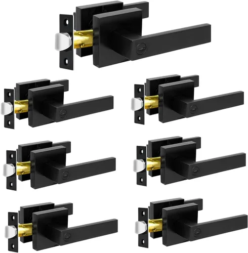 Miniatura 8 de KAMOTA Palancas de puerta de privacidad, 1 paquete de manijas de puerta de color negro mate, cerraduras de puerta de cama y baño, cerraduras