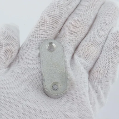 Miniatura 3 de Mcredy Soporte de barra de armario de aleación de zinc ovalado para colgar riel soporte de extremo para armario de armario, plateado, paquete de 4
