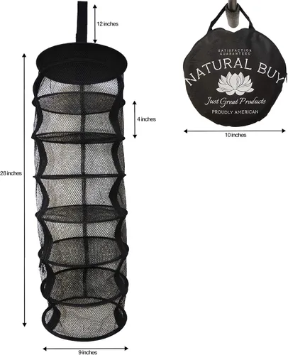 Miniatura 2 de Rejilla de secado micro colgante de 9 pulgadas y 7 niveles para interior/armario, para hierbas, organizador, ambientador, pantalla negra