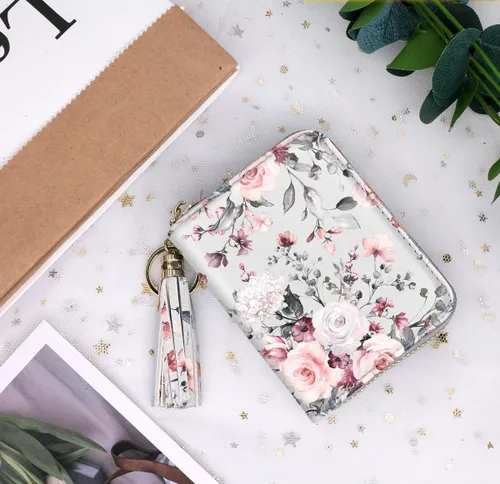 Miniatura 5 de Billetera pequeña para tarjetas de crédito RFID con purpurina linda para mujer