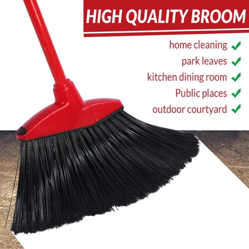Miniatura 5 de Escoba de 8 piezas a granel escoba angular comercial resistente para interiores y exteriores con mango de metal recubierto para patio, garaje