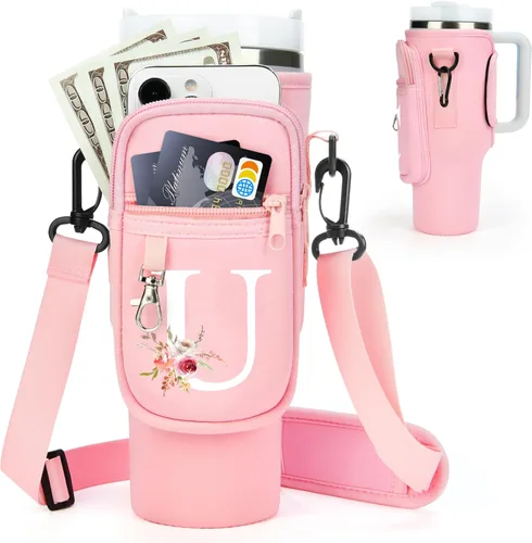 Miniatura 71 de Initial Water Bottle Holder with Strap for Stanley Cup Accessories 40 oz/Simple Modern Tumbler, Birthdays for Women Girls, Water Bottle Carrier Bag