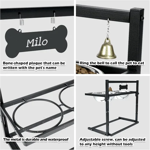 Miniatura 5 de SHAINFUN Comedero Elevado para Perros para Razas Grandes, Soporte de Cuenco para Perros Ajustable en Altura con Cuencos de Acero Inoxidable de 3000ML