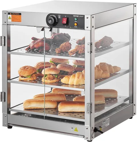Miniatura 15 de VEVOR Exhibidor Calentador de Alimentos Comercial de 2 Niveles, Calentador Exhibidor de Alimentos de 800W con Luz para Mejorar la Exhibición
