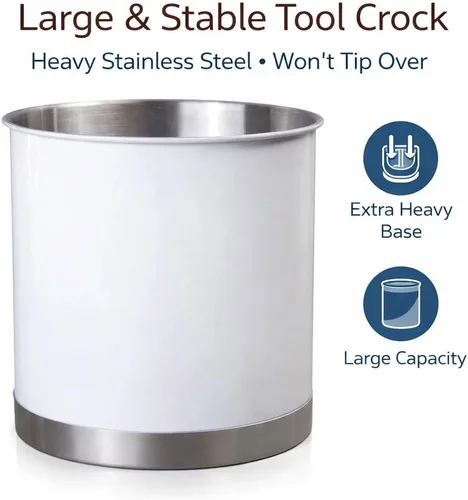 Miniatura 2 de Creative Home Soporte para utensilios de acero inoxidable, organizador de herramientas de cocina extra grande de 7 pulgadas para decoración de Blanco